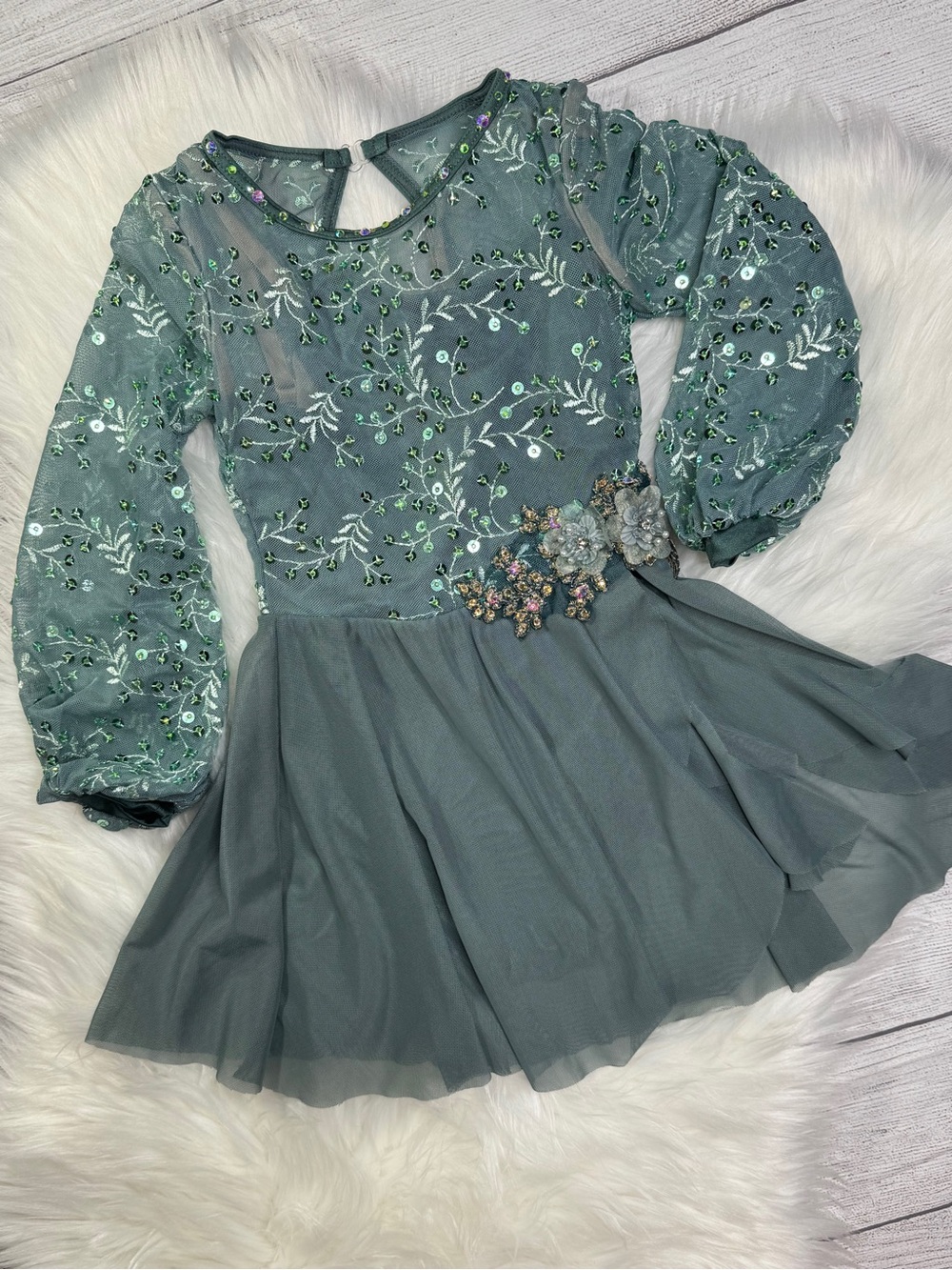 Weissman lyrical dance costume with added Rhinestones child small